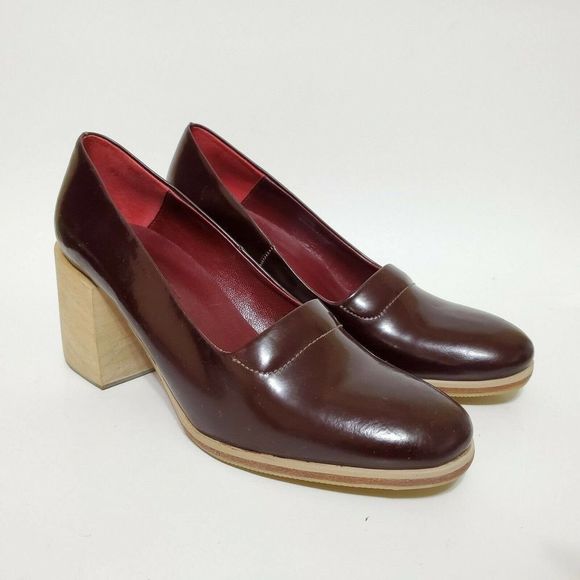 Rachel Comey Shoes - Rachel Comey Womens 6 Leeds Burgundy Patent Leather Pump Wood Block Heels